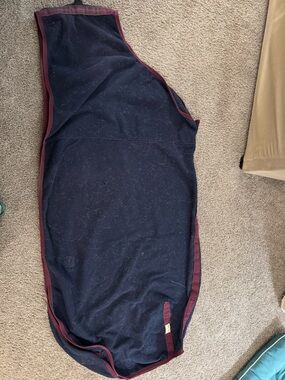 Navy Blue Fleece Horse Cooler with Burgundy Trim